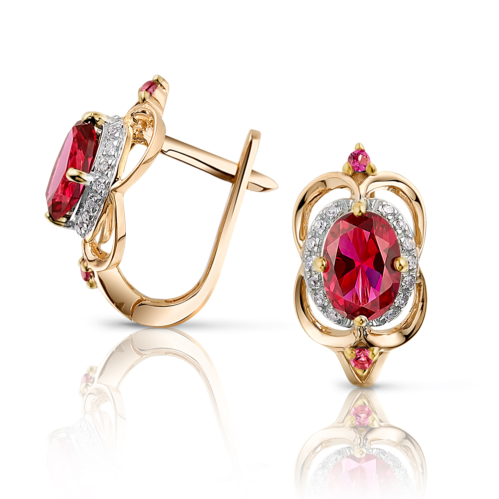 

Серьги из красного золота VALTERA 92643, бриллиант/рубин искусственный, 092643
