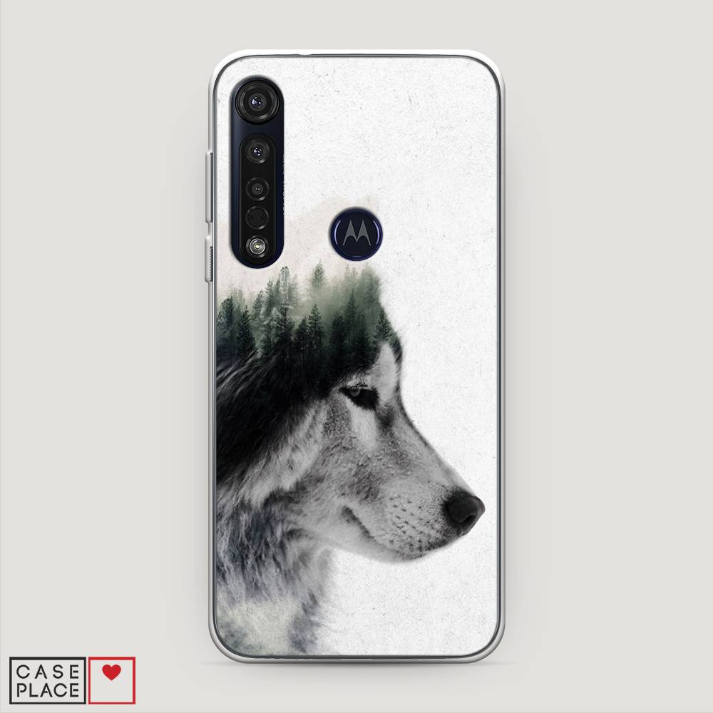 

Чехол на Motorola Moto G8 Plus "Волк лес", Серый;белый, 241450-1