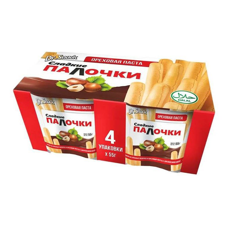 

Хлебные палочки Dr. Snack с ореховой пастой 4 x 55 г