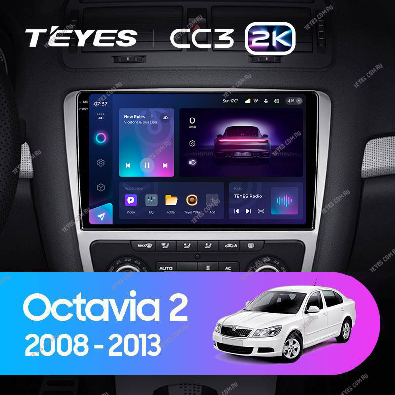 Штатная магнитола Teyes CC3 2K 6128 Skoda Octavia 2 A5 2008-2013 Серая 4380000₽