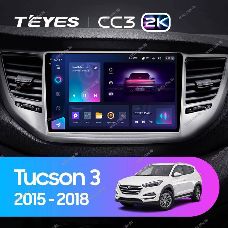 Штатная магнитола Teyes CC3 2K 464 Hyundai Tucson 3 2015-2018 Тип-A 3980000₽