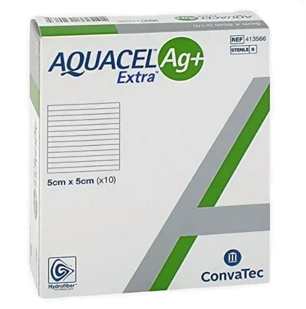 

Aquacel Extra Ag + Аквасель Экстра с серебром + абсорбирующая повязка с серебром 5x5 см