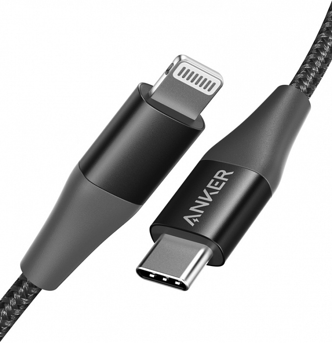 фото Кабель для ipod, iphone, ipad anker powerline+ ii (a8652h11) lightning/usb-c 0.9m (black)