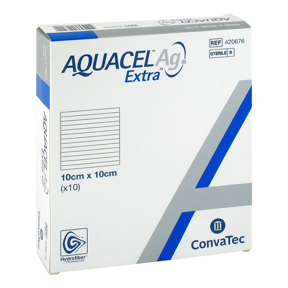 фото Aquacel extra ag / аквасель экстра с серебром - абсорбирующая повязка с серебром, 10x10 см convatec