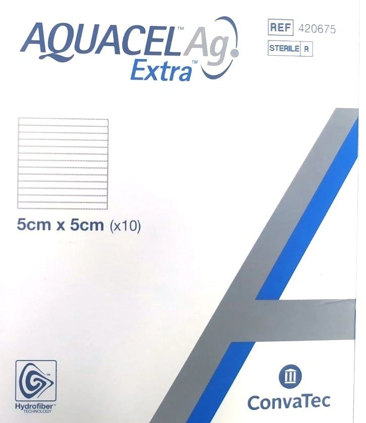 фото Аквасель экстра aquacel extra ag с серебром абсорбирующая повязка с серебром 5x5 см 1 шт. convatec