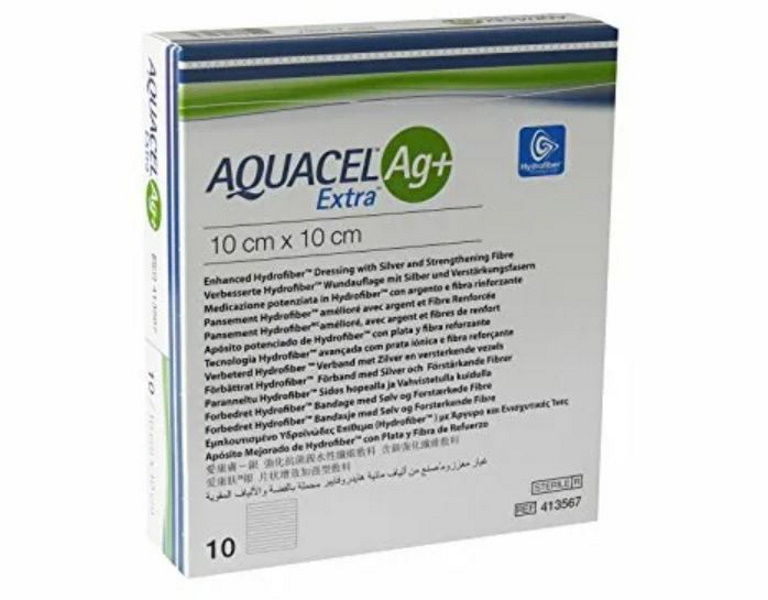 фото Aquacel extra ag + аквасель экстра с серебром + абсорбирующая повязка с серебром 10x10 см convatec