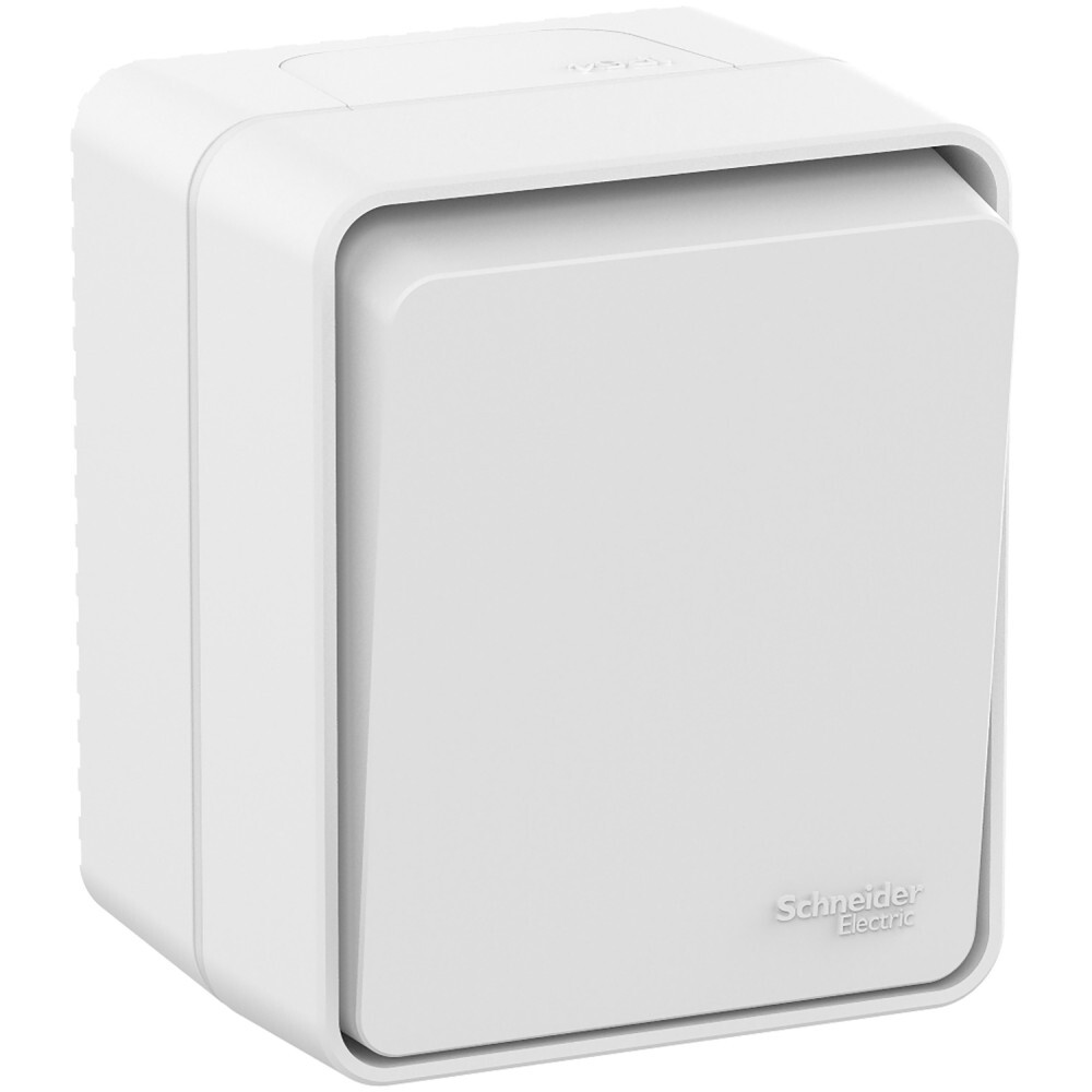 

Одноклавишный выключатель открытой установки 10А IP54 SE AtlasDesign Profi54, белый