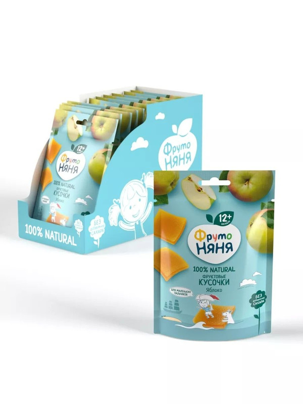 Фруктовые Кусочки ФрутоНяня из Яблок, с 12 мес, 10х53г