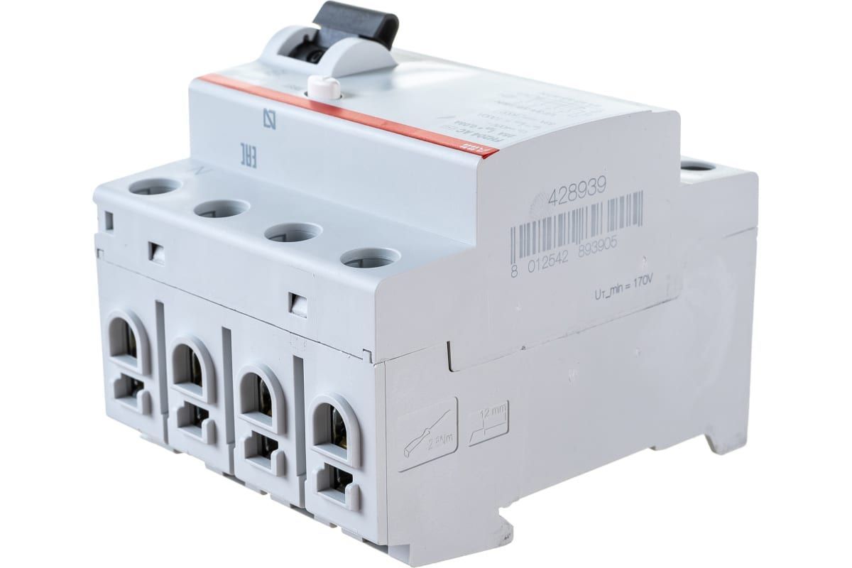 Выключатель дифференциального тока ABB 4п 25A 30mA тип AC FH204 2CSF204004R1250 100069503824 белый