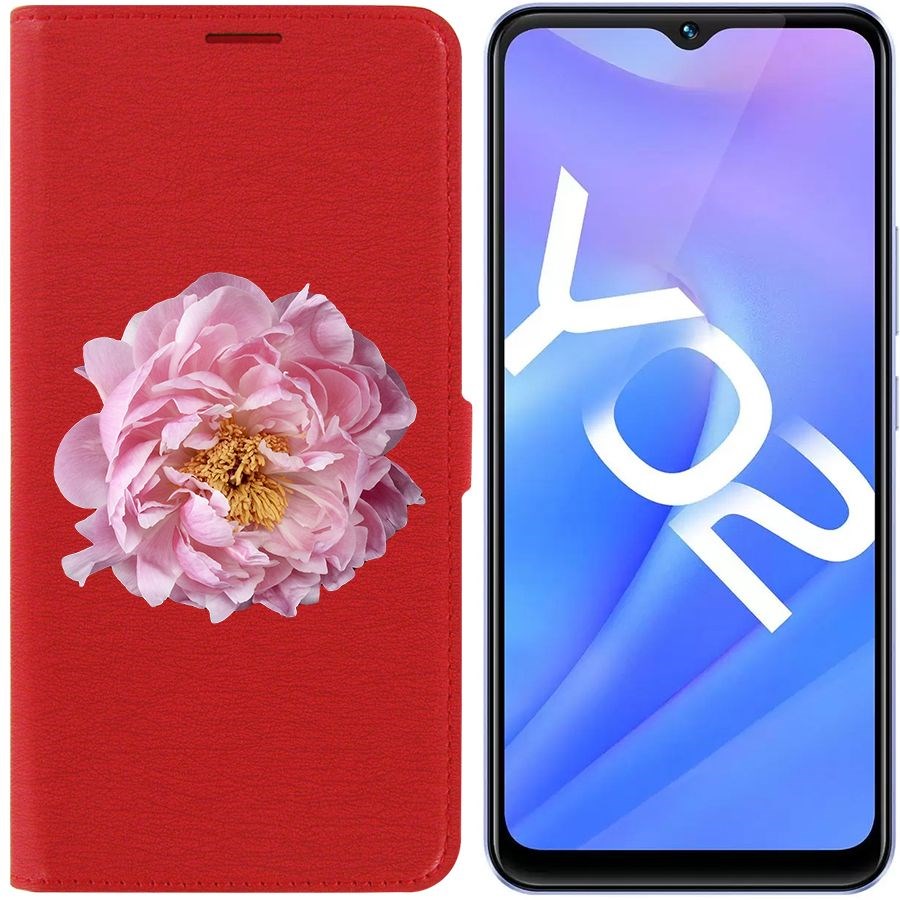 

Чехол-книжка Eco Book для Vivo Y02 Розовый пион, Красный