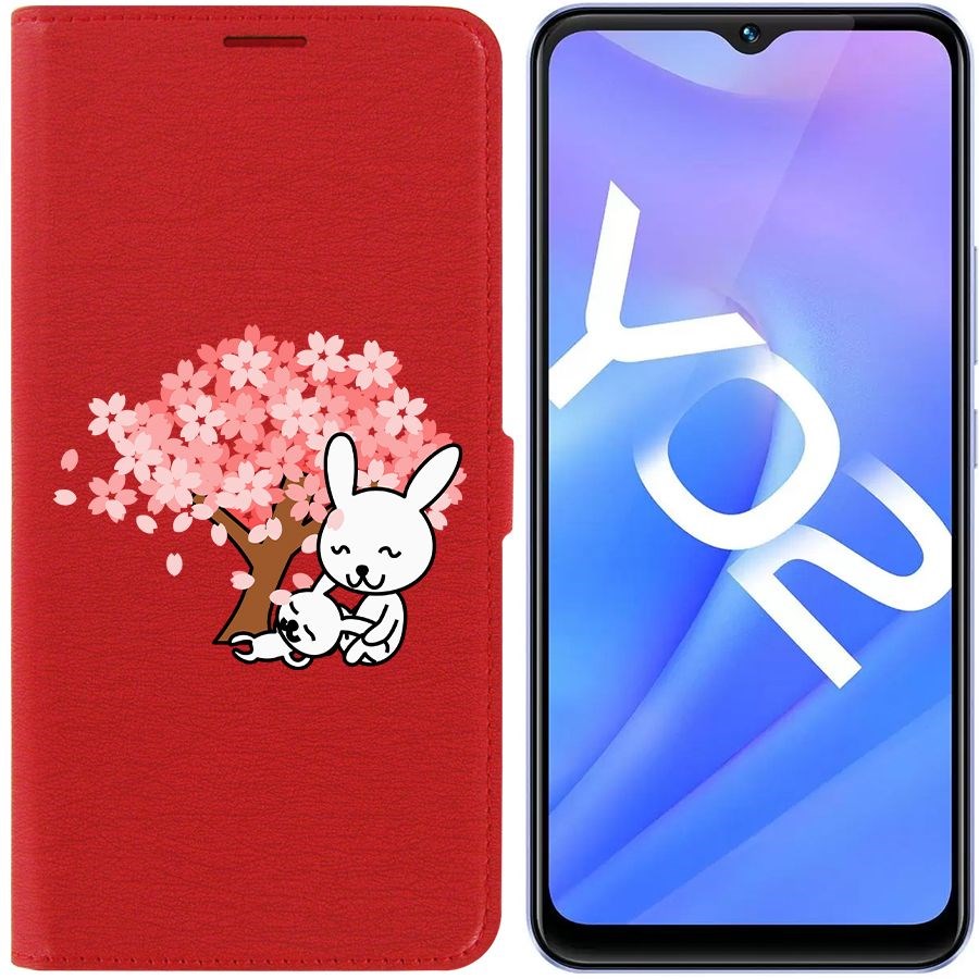 

Чехол-книжка Eco Book для Vivo Y02 Кролики, Красный