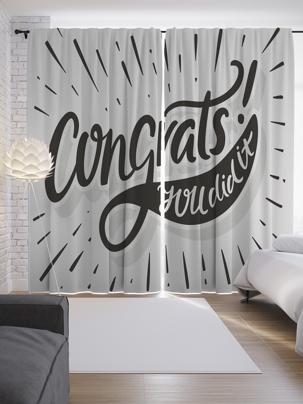 

Шторы JoyArty с фотопечатью "Поздравляю! Ты сделал это" из сатена, 290х265 см, Поздравляю! Ты сделал это