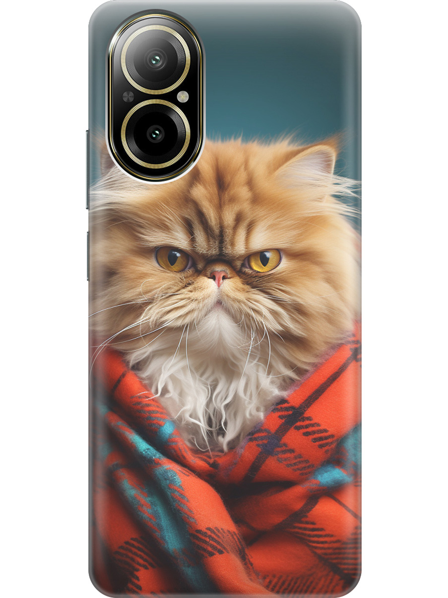 

Силиконовый чехол на Realme C67 с рисунком "Недовольный котик", Красный;синий, 20012142