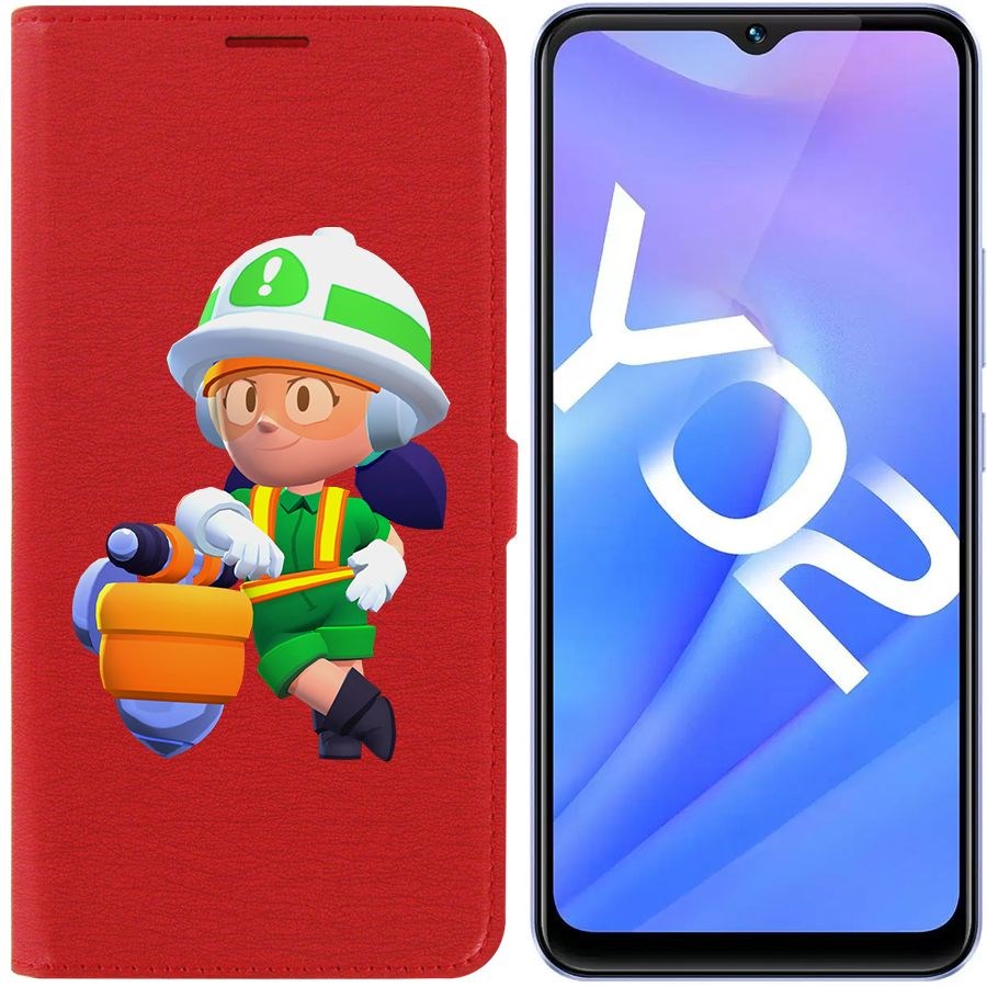 

Чехол-книжка Eco Book для Vivo Y02 Brawl Stars-Строительница Джеки