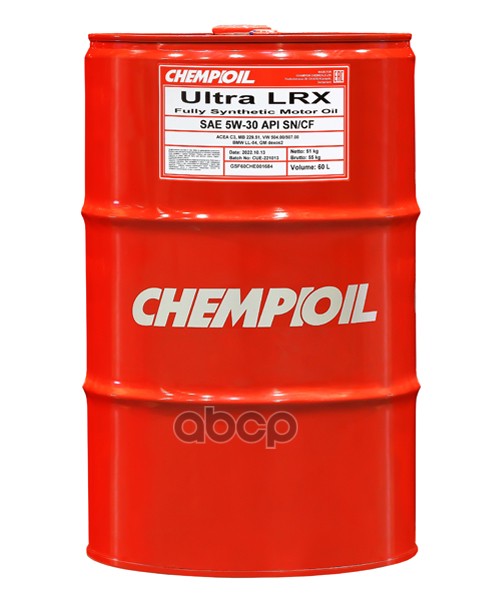 

Моторное масло Chempioil синтетическое Ultra LRX SN/CF C3 5W30 60л