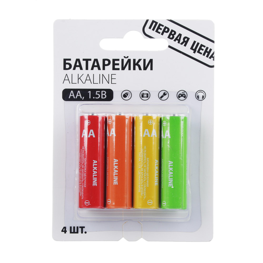 

Первая цена Батарейки 4шт, тип АA, "Alkaline" щелочная, BL