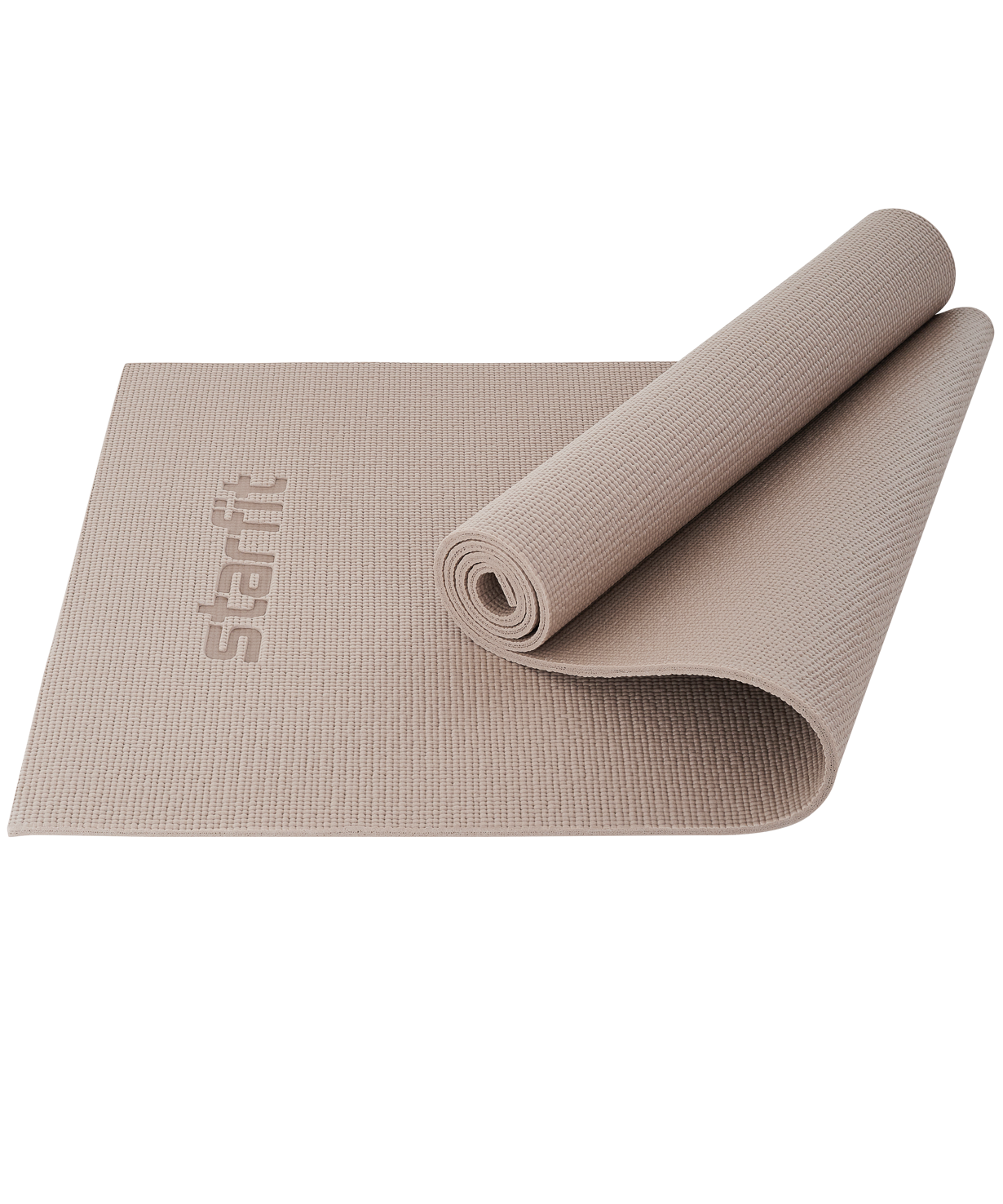 фото Коврик для йоги и фитнеса starfit fm-101 pvc, 1 см, 173x61 см, тепло-серый пастель