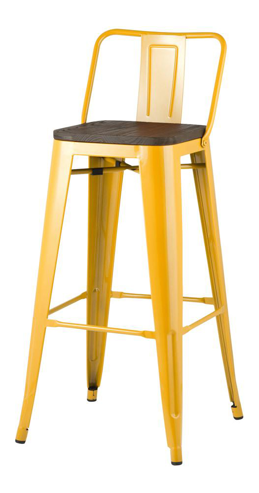 фото Барный стул hoff tolix 80385378, темное дерево/желтый глянцевый