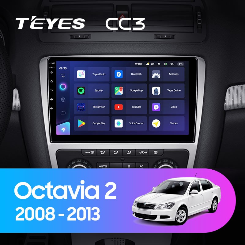 Штатная магнитола Teyes CC3 432 Skoda Octavia 2 A5 2008-2013 Серая 3489000₽