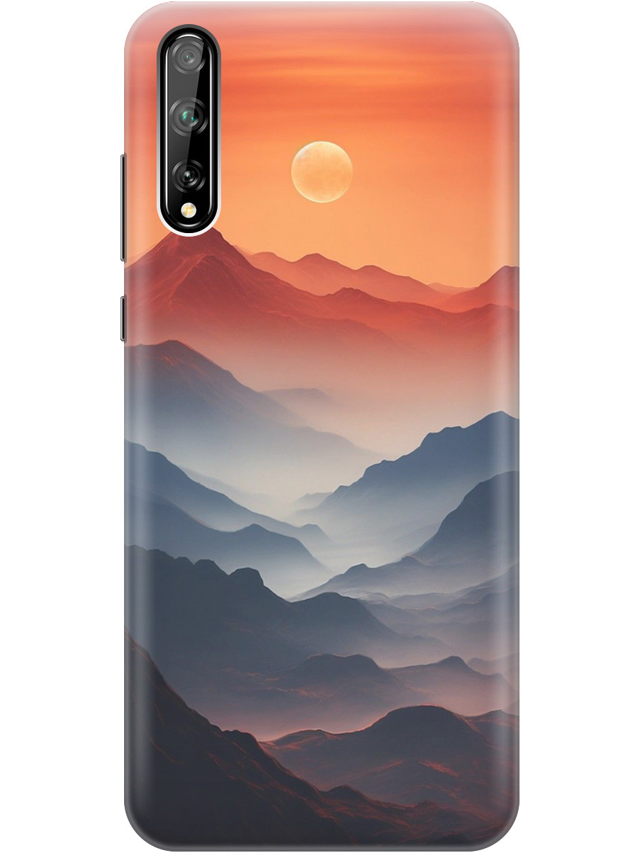 

Силиконовый чехол на Honor 30i, Huawei Y8P с принтом "Луна над горами", Прозрачный;оранжевый;черный, 723101110