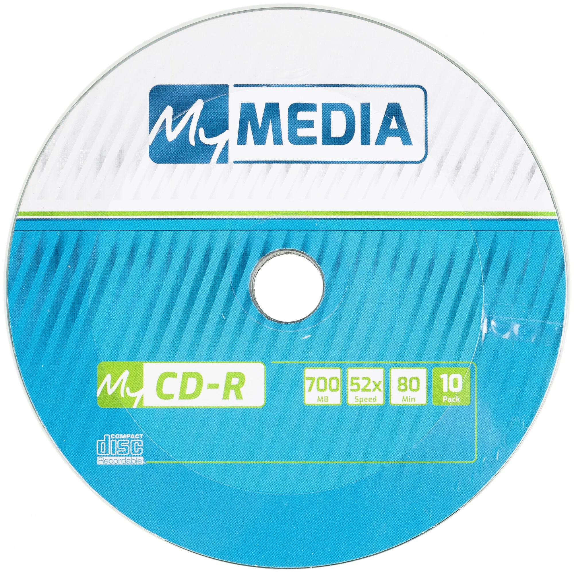 

Оптический диск CD-R MYMEDIA 700МБ 52x, 10шт., pack wrap [69204]