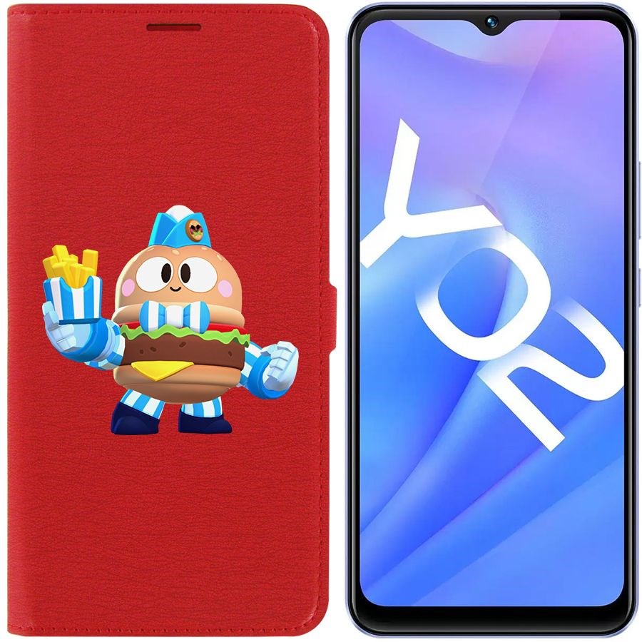 

Чехол-книжка Eco Book для Vivo Y02 Brawl Stars-Бургер Лу