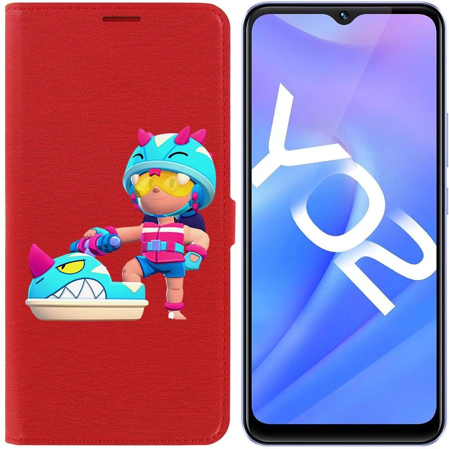 

Чехол-книжка Eco Book для Vivo Y02 Brawl Stars-Аквабайкер Джеки