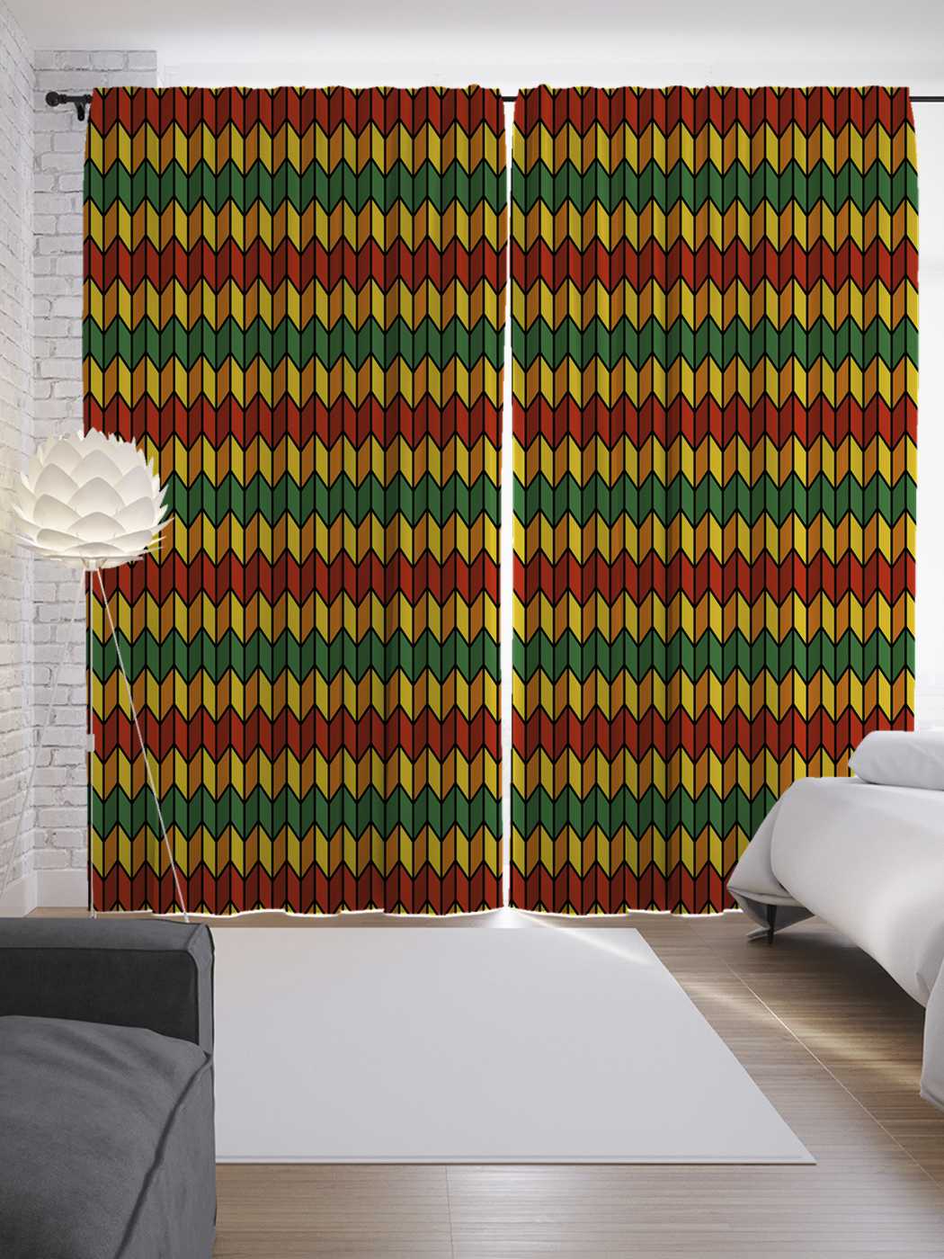 фото Шторы joyarty с фотопечатью "полосы растафарианства" из сатена, 290х265 см