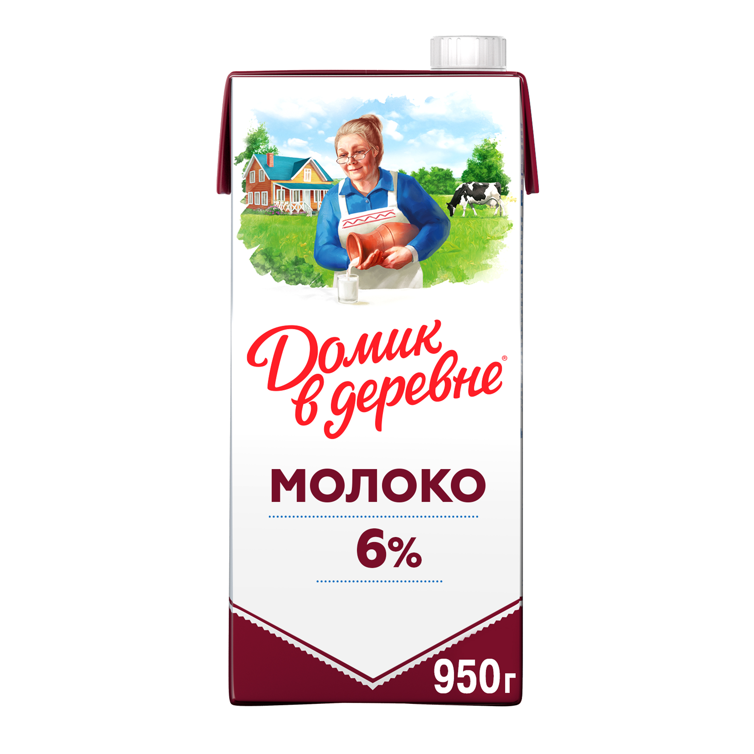 Молоко 6% ультрапастеризованное 950 мл Домик в деревне