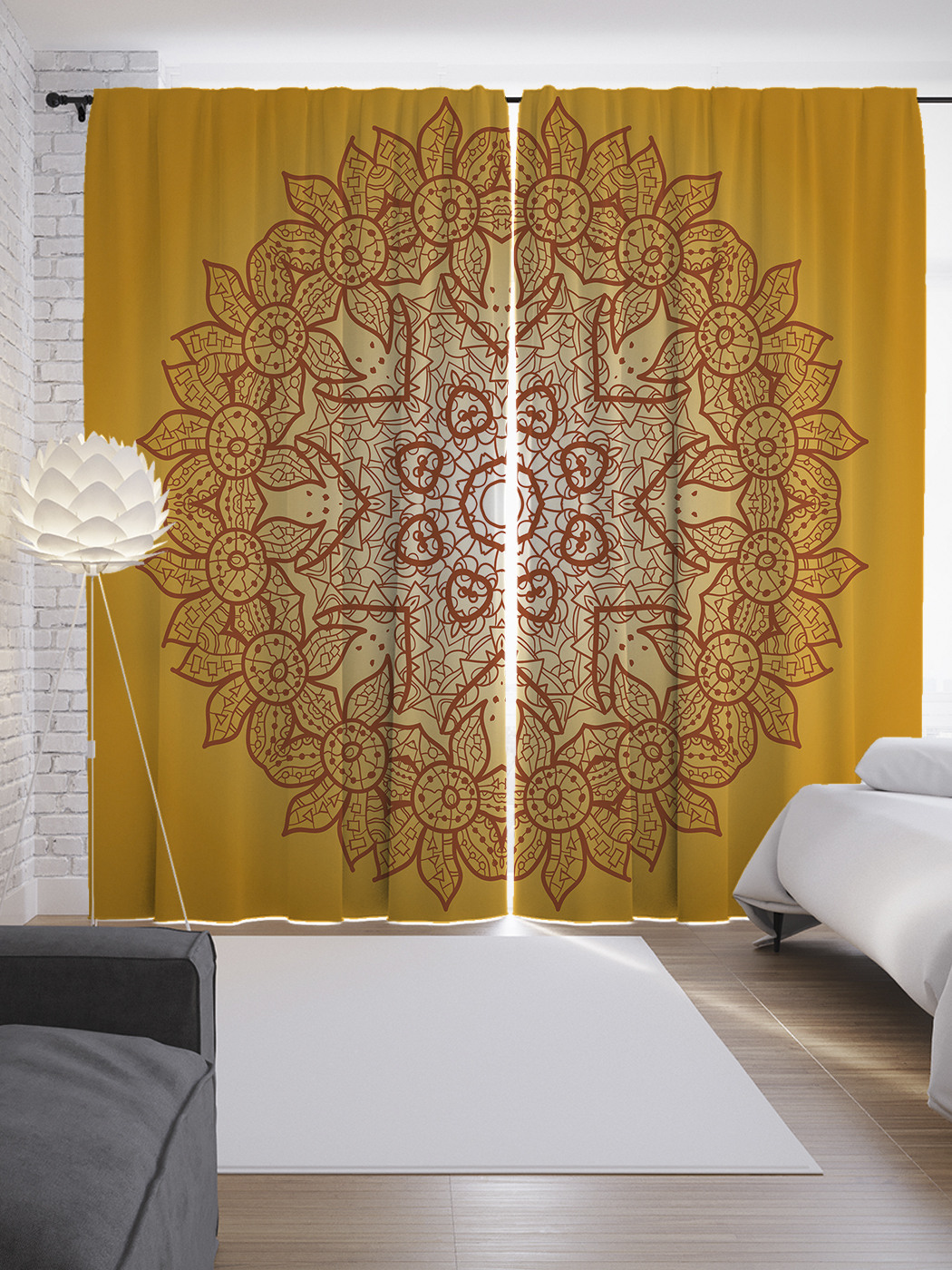 

Шторы JoyArty с фотопечатью "Ажурная салфетка" из сатена, 290х265 см, Ажурная салфетка