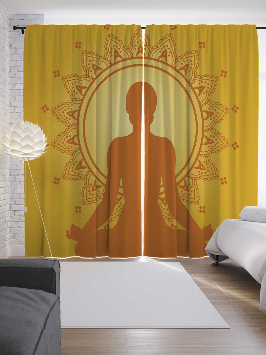 фото Шторы joyarty с фотопечатью "мандала медитации" из сатена, 290х265 см