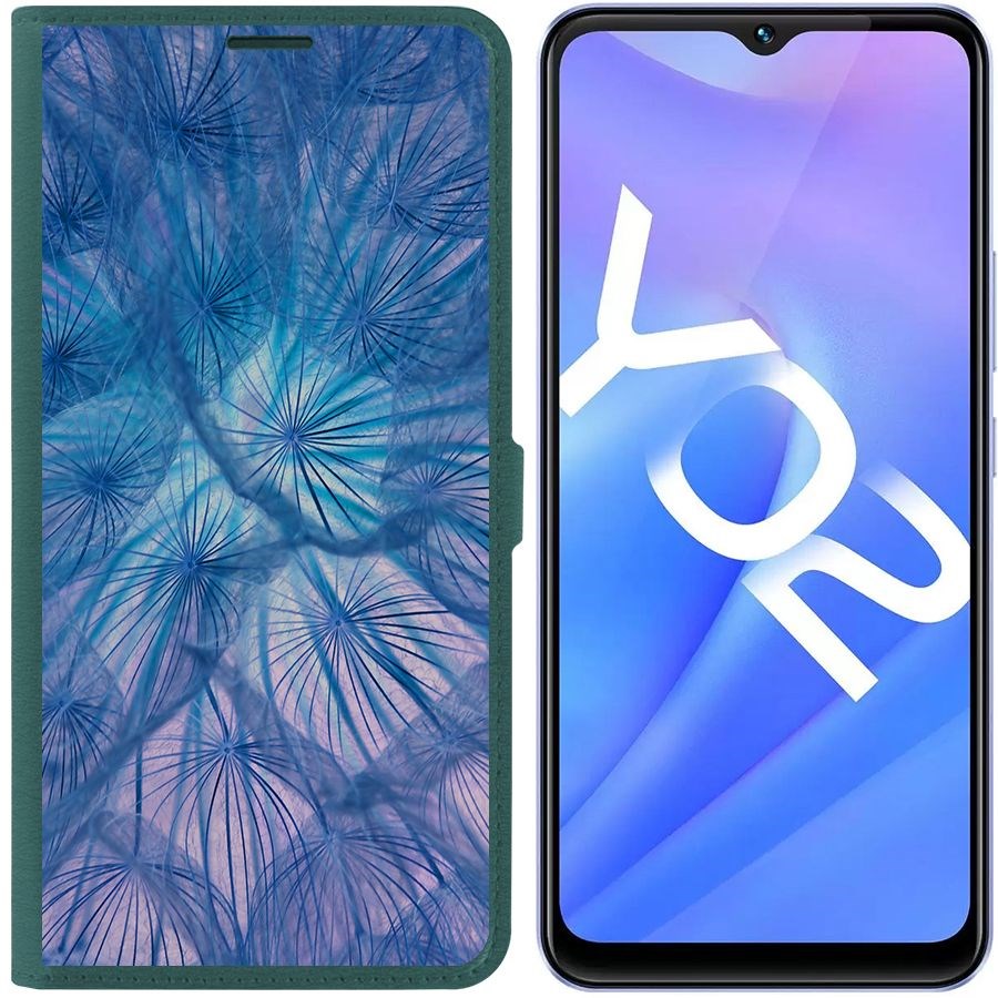 

Чехол-книжка Eco Book для Vivo Y02 Синий одуванчик, Зеленый