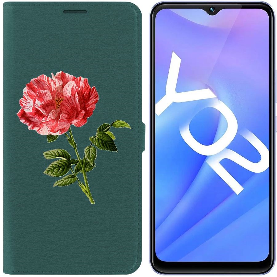 

Чехол-книжка Eco Book для Vivo Y02 Рисованная роза, Зеленый
