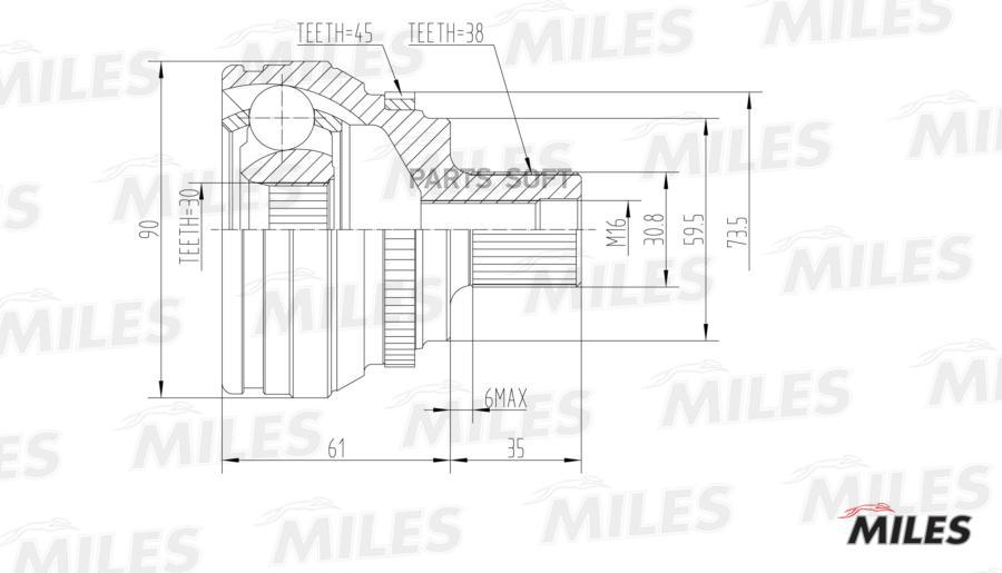 

MILES Шрус MILES ga20007 комплект