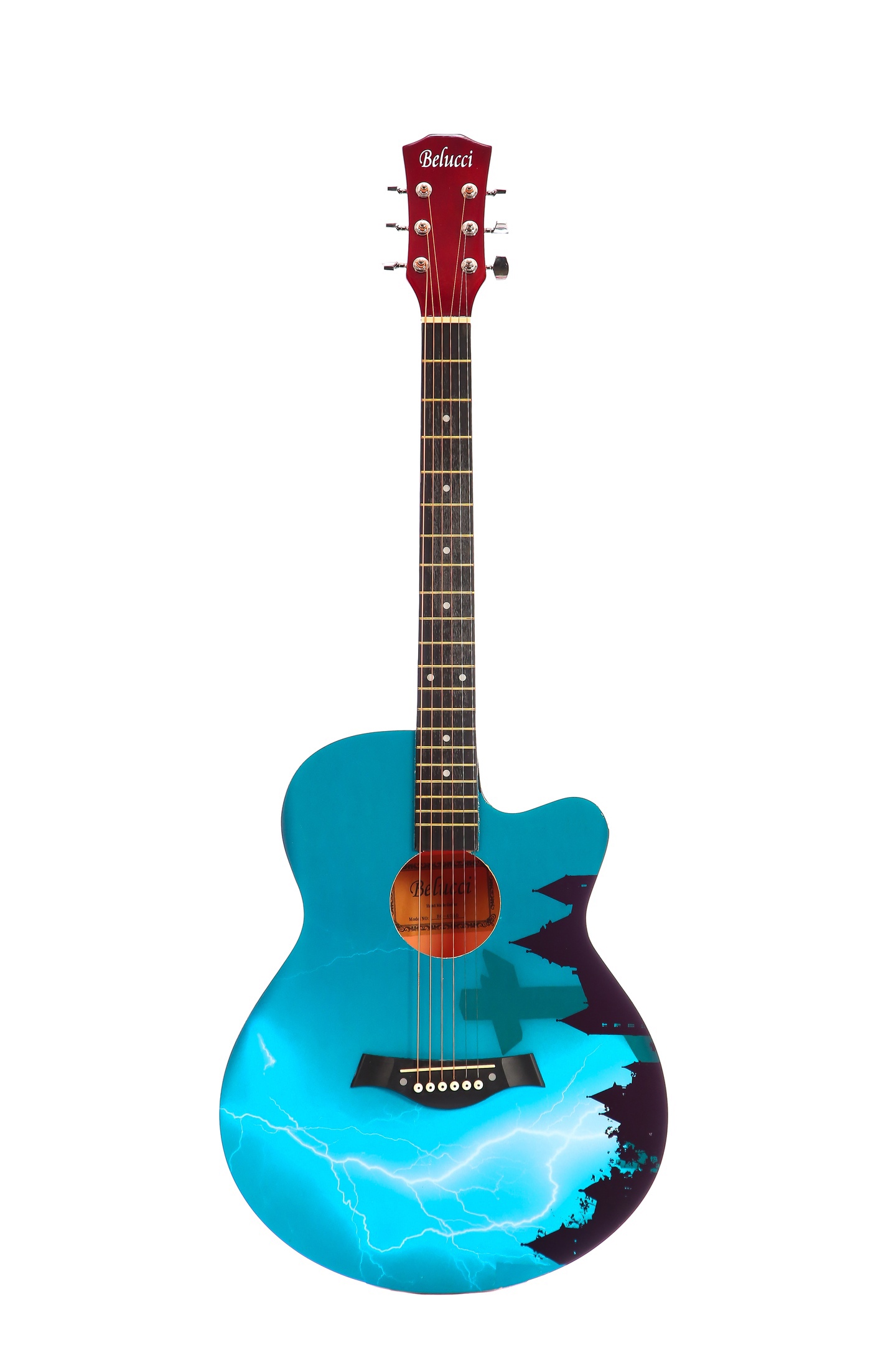 Акустическая гитара с анкером,глянцевая.Липа 4/4(40 дюйм) Belucci BC4040 Lightning