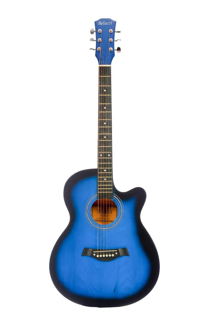Акустическая гитара с анкером,матовая.Синяя.Липа 4/4(40 дюйм) Belucci BC4020 BLS