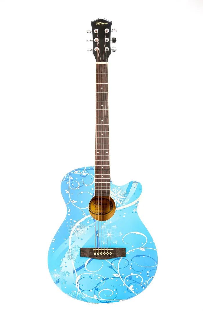 Акустическая гитара с анкером,глянцевая.Липа 4/4(40 дюйм) Elitaro BC4040 BLUE FANSTASY