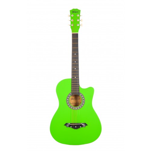 Акустическая гитара с анкером,глянцевая,Зеленая.Липа 7/8(38 дюйм) Belucci BC3810 GR