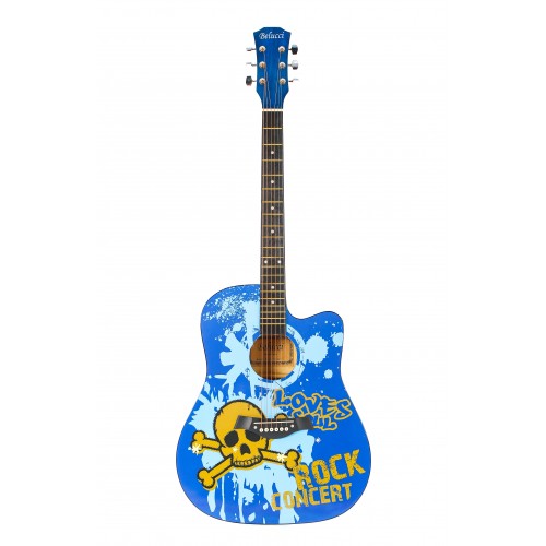 фото Акустическая гитара с анкером ,глянцевая,белая, 41" дюйм fabio faw-702 wh belucci