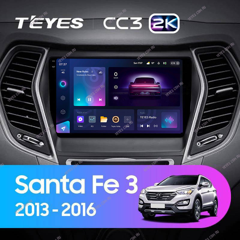 Автомобильная магнитола Teyes CC3 2K 6/128 Hyundai Santa Fe 3 (2013-2016) Тип-A