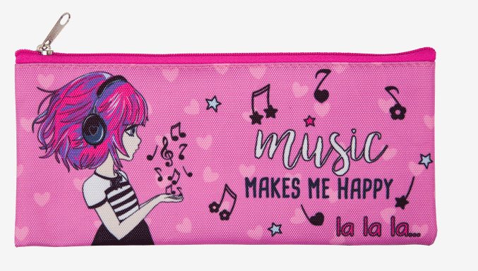 

Пенал deVENTE мягкий 1 отделение 21х9х1см плоский текстиль Attomex Music Girl, Розовый, 1834394