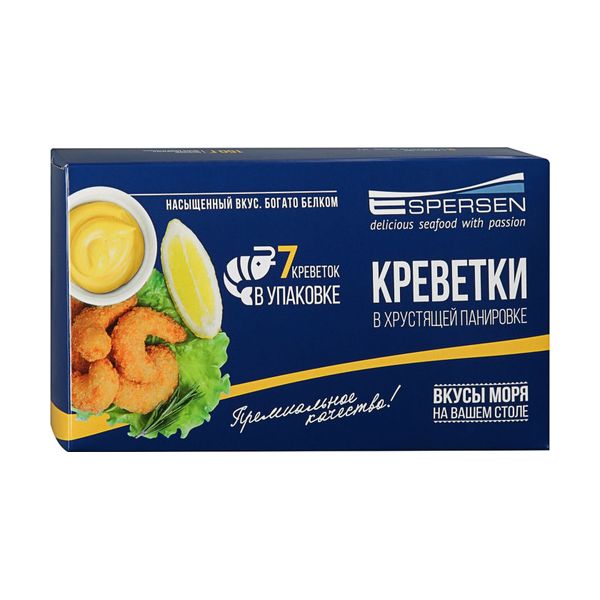 

Мясо креветки белоногой панированное замороженное