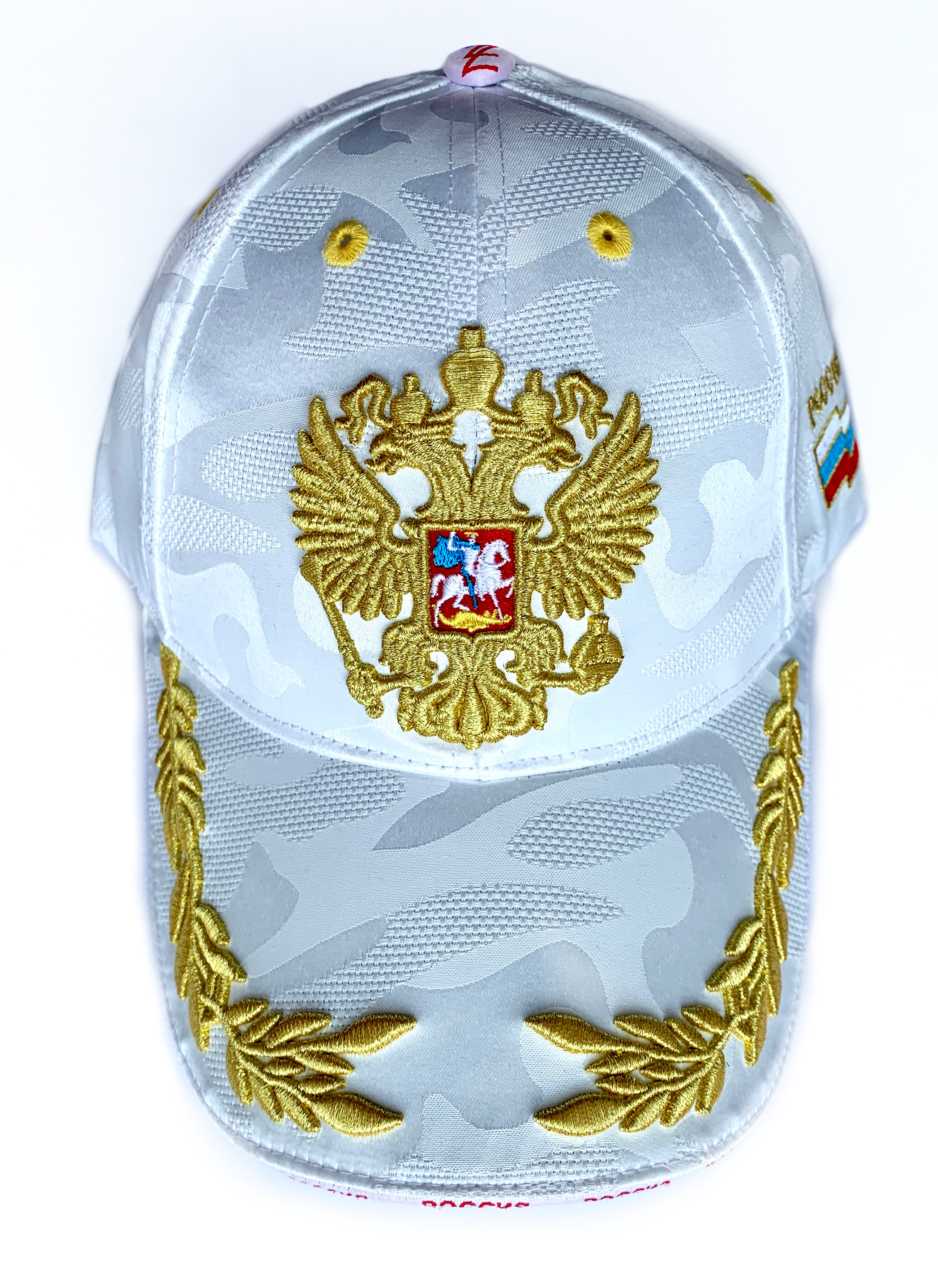 Бейсболка унисекс Лига Звезд Золотой герб России белый
