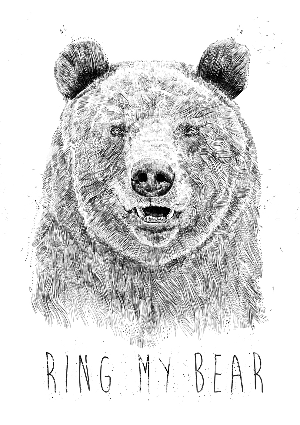

Большой постер на стену Ring my bear bw 40х50 см без рамы, BSRINGBEARBW1