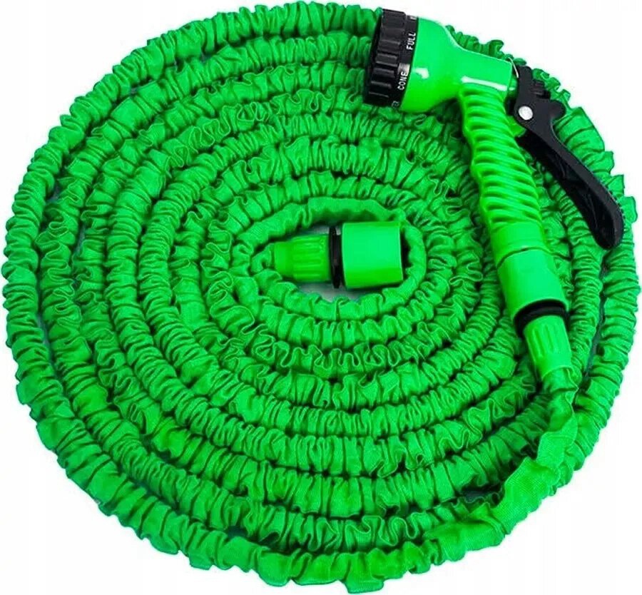 фото Шланг садовый складной растягивающийся для полива magic hose 37,5 м, зеленый nobrand