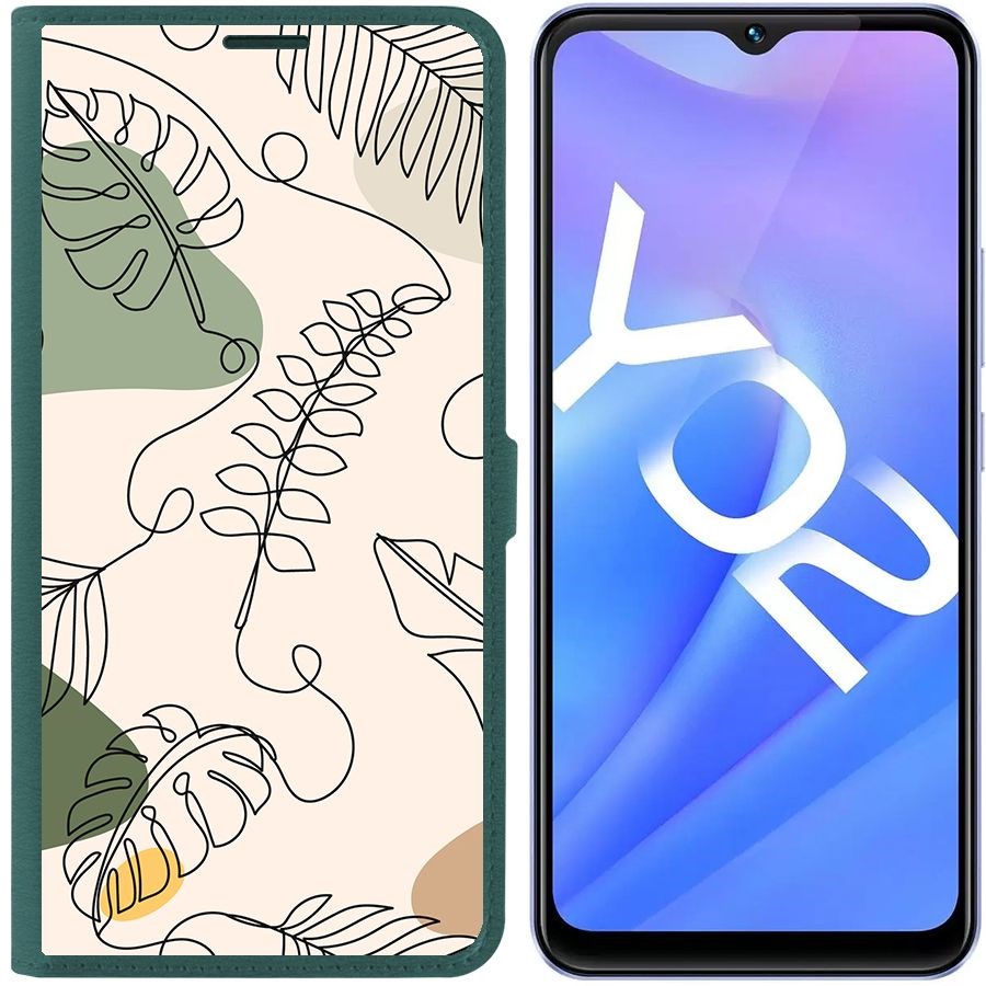 

Чехол-книжка Eco Book для Vivo Y02 Линия весны, Зеленый