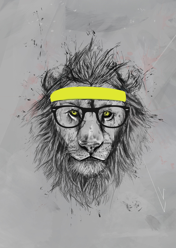 

Большой постер на стену Hipster lion 60х90 см без рамы, BSHIPSTER