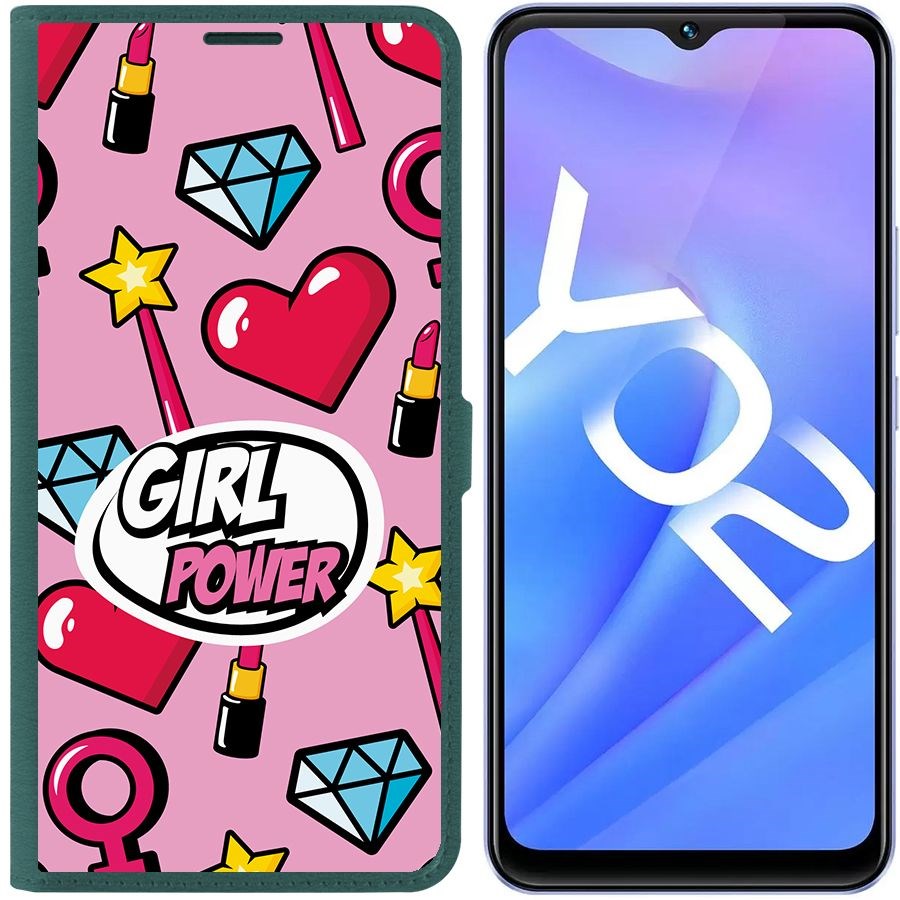 

Чехол-книжка Eco Book для Vivo Y02 Girl Power, Зеленый