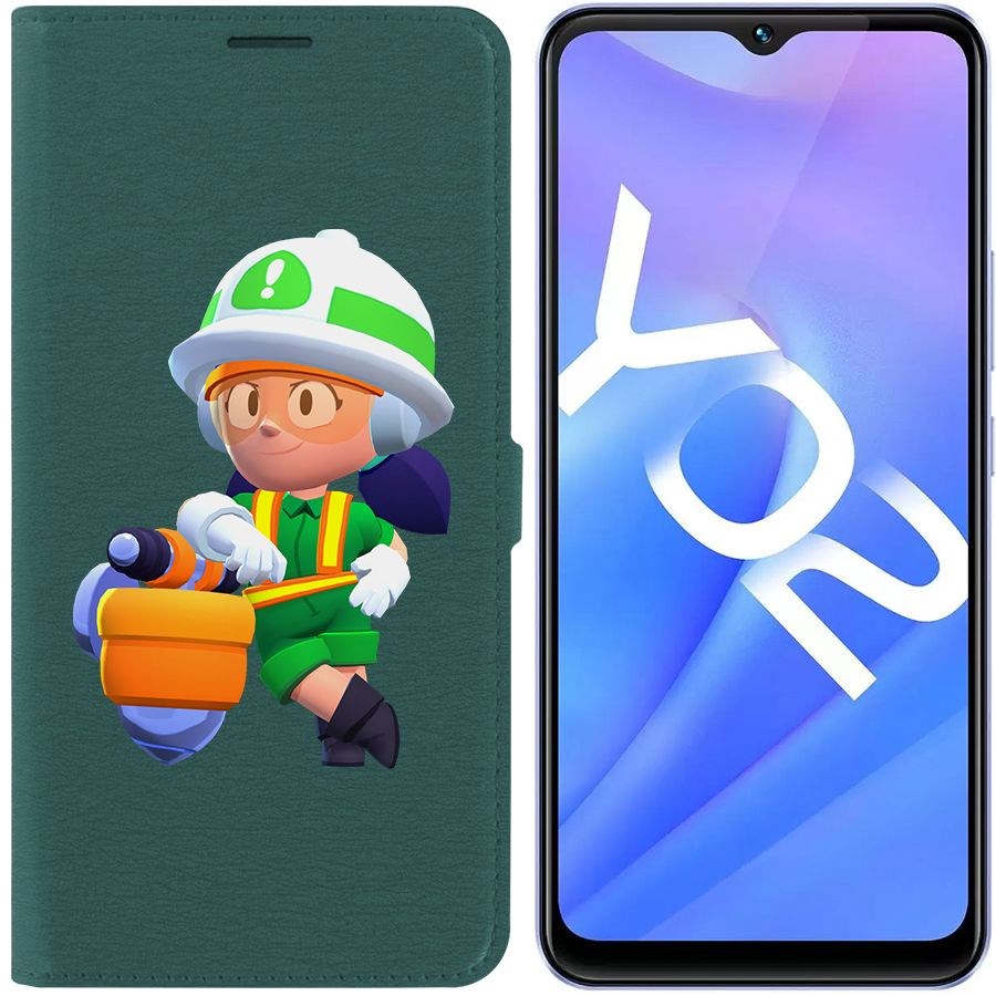 

Чехол-книжка Eco Book для Vivo Y02 Brawl Stars-Строительница Джеки