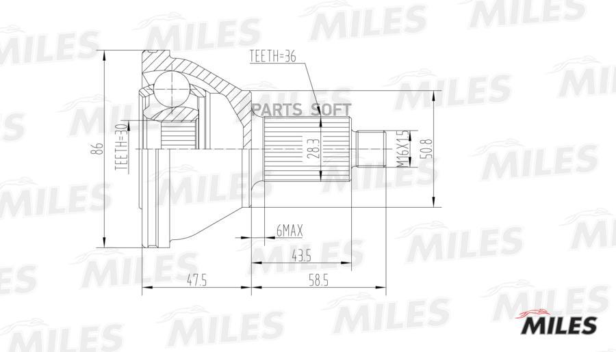 

MILES Шрус MILES GA20019 комплект